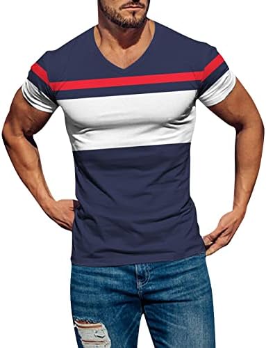 HDDK muške majice s kratkim rukavima s kratkim rukavima, ljetni blok boju Patchwork Sports Tee vrhovi atletske