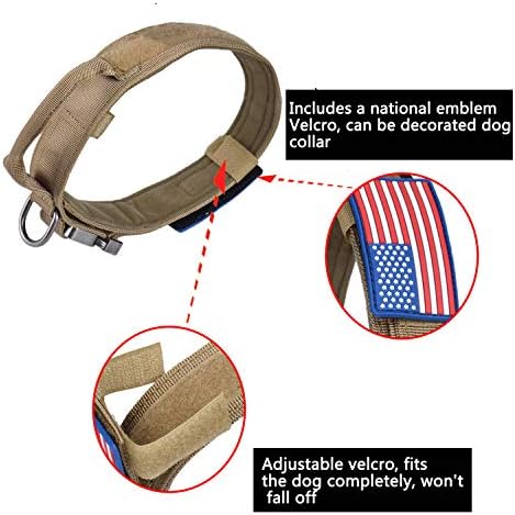 Airgood taktički ovratnik za pse K9 Psi za kućne ljubimce sa američkom patch-om američke zastave - Vojni