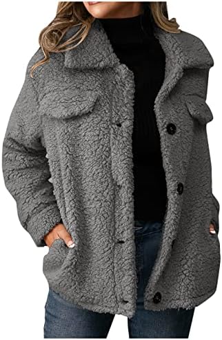 FMChico ženska jakna Sherpa casual revel fleece byzzy faux shearling gumb prema dolje od prevelike kapute