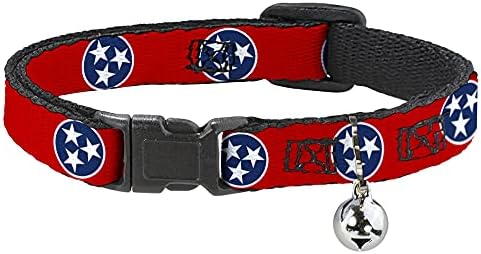 Ogrlica za mačke na kopčanje odvojiva Zastava Tennesseeja zvijezde crveno bijelo plavo 8 do 12 inča širine