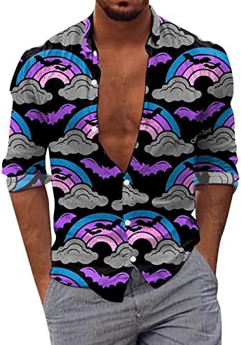 Xxbr muns casual gumb dolje majice, Halloween Funny grafički ispis navratnikov navojna košulja havajska