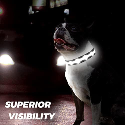 DynMeow LED ovratnik za pse, USB punjivi ovratnik za pse sa koferom držača zračnog oznaka za noćnu sigurnost,