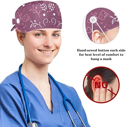 Cvijet Blijedoružičasta Radna kapa sa trakom za znoj i dugmetom za hirurško piling šešir medicinska sestra