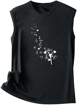 Miashui Oversized Women Summer Sleeveless Crew vrat maslačak štampanje Tank Tops Casual TShirts bluza Top
