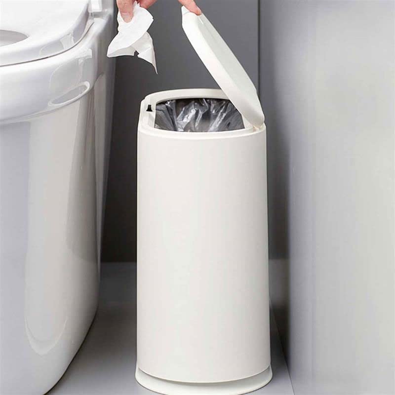Uxzdx tanka plastična kanta za smeće sa gornjim poklopcem, Bijela kanta za smeće za kupatilo, dnevni boravak,