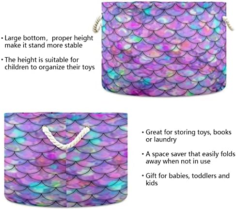 ALAZA Mermaid Scales Rainbow velika korpa za odlaganje igračaka kutija za odlaganje odeće korpa za rasadnike
