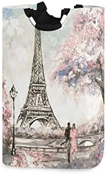 Kigai Pink Paris Tower korpa za veš velika vodootporna sklopiva sa ručkom korpa za veš za kupatilo ormar