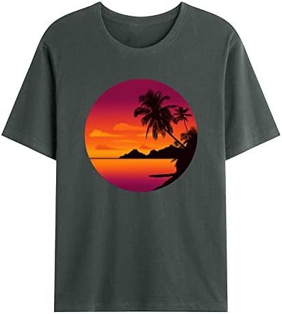 Majica za muškarce Casual ljetni kratki rukav grafički Tee okrugli vrat modni Palm Tree Print Beach Shirts