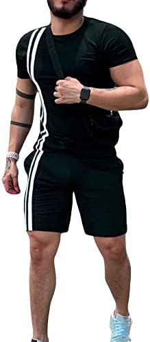 Gorglitter muške dvokrevene za trenerke s kratkim rukavima s kratkim rukavima i kratke hlače sa džepovima
