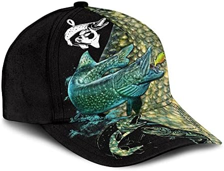 Ljubitelji za ribolov Bejzbol kapa, podesiva 3D ispisana bejzbol kapa za snažni pokloni za muškarce, žene,