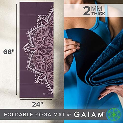 Gaiam Yoga Mat-sklopiva putna podloga za fitnes i vježbe - sklopiva prostirka za jogu za sve vrste joge,
