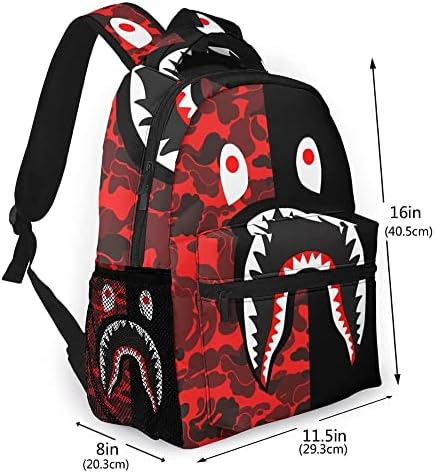 Ujxoihl Shark Camo Red Camo Ruksaci Travel Laptop Daypack Školske Torbe Za Tinejdžere Muškarci Žene