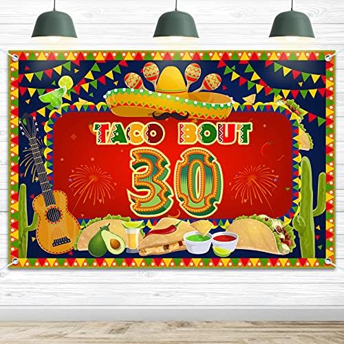 HAMIGAR 6x4ft Happy 30th Birthday Banner Backdrop-Taco Bout 30 Fiesta Meksički kaktus rođendanski ukrasi potrepštine za zabavu za muškarce