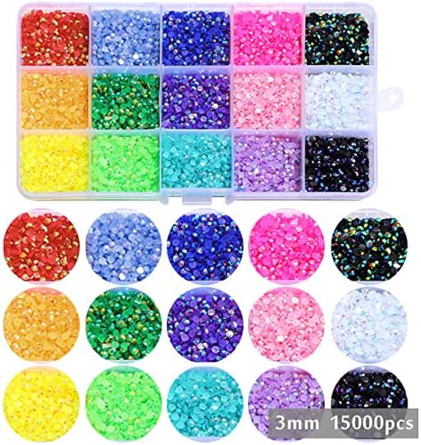 15 boja Nail Art Rhinestones Kit nail Crystal Gems Kit 5D bušilica za nokte DIY komplet kamenčića s ravnim