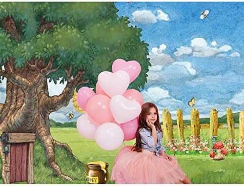 Allenjoy 7x5ft Cartoon Spring Forest Backdrop Sweet Honey Bee lonci crveni baloni dekoracija za djecu za