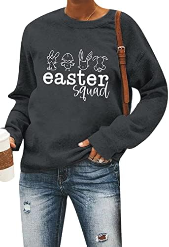 Wiwiqs Womens Easter Duksert Slatki zečići zečji Grafički teženi pulover Dukseri s dugim rukavima
