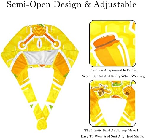2 komada radne kape sa gumbom gurd kravata bouffan kape prozračne kose poklopca, med saća uzorak žuta