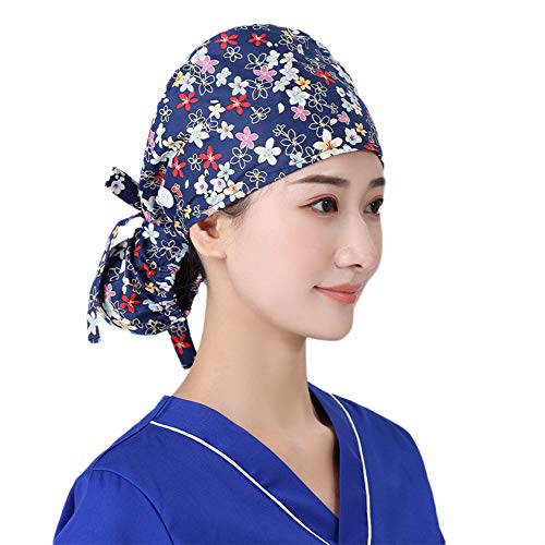 Nanxson pokriva poklopac glave sa tipkom za duglu Ispisan radni šešir pamuk podesiva kravata za žene MENCF9077