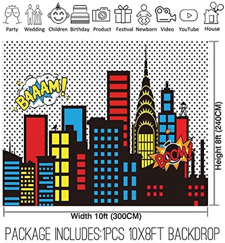 Allenjoy Superheroj Tematske Pozadine Super City Skyline Zgrade Za Djecu Rođendanske Potrepštine Favorizira