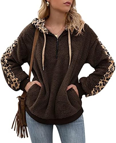 Ženski seksi džemperi Leopard dugih rukava Leopard Print plišani džemper jaknu pulover džemper jakna opruga