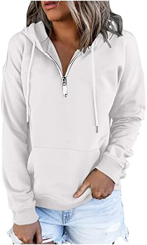 Ženske dukseve majica s dugim rukavima Casual dugih rukava Polovina zatvarača u pulover-kvačicu Zip up dukserir