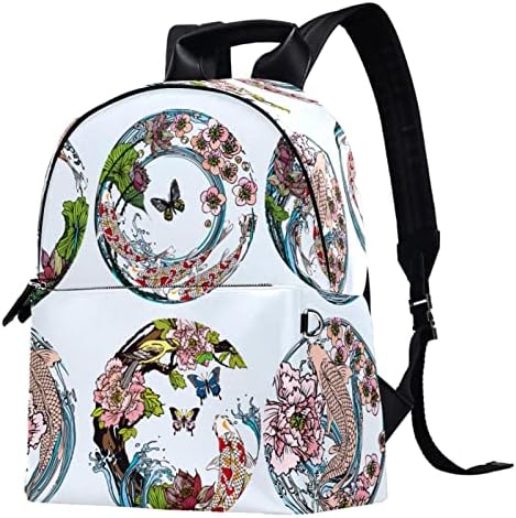 VBFOFBV ruksak za ženske pantalonske ruksak za laptop Travel Casual torba, japanski retro leptir Koi cvijet