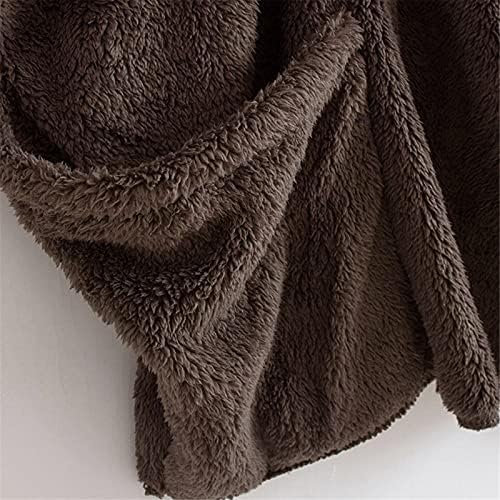 Jesenji čvrsti džemper dame Fluffy Cowl vrat vrh Klasični asimetrični udobni džep s dugim rukavima