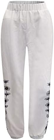 Pamučne lanene kapri hlače ženske Ležerne ljetne kapri hlače s džepovima visokog struka udobne hlače na