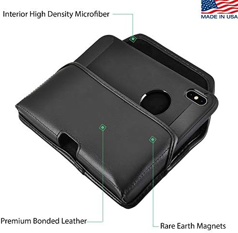 Turtleback remen dizajniran za iPhone 11 Pro max i iPhone XS max fulster crna kožna torbica s teškim rotacijskim