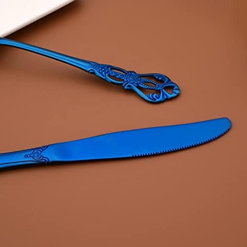 snplowum elegantni Set plavog srebrnog posuđa sa noževima za odreske 30 komada kompleta posuđa za 6 posuđa,