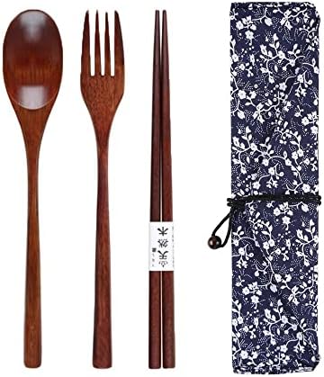 Mntt Set posuđa Kuhinjski ručak putni poklon viljuška kašika štapići za jelo alati za kuvanje sa platnenom