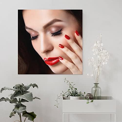 Kozmetički Salon Salon za nokte crvene usne ženski Poster šminka za trepavice plakat platneni Posteri ispisuju