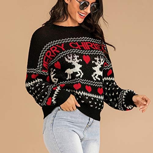 Ymosrh ženski džemper modni pleteni ekran tisak pulover dugih rukava labav duks gornji kardigan džemperi