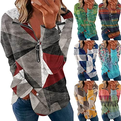 Žene prevelici polovice pulover na vrhu modne duksere dugih rukava kvartalni patentni patentni patentni