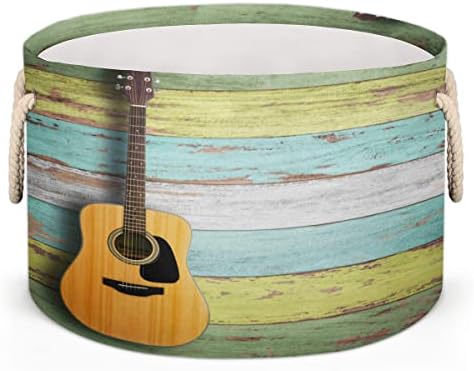 Drvena gitara Retro Velike okrugle košare za skladištenje košara za pranje rublja sa ručkim košarom za skladištenje