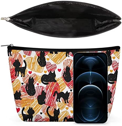 Crna mačka srca PU kožna torba za šminku Travel Cosmetic torbice Veliki kapacitet prijenosni toaletni torba