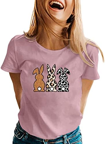 Uskršnje majice za žene srušeno casual zečje zečje grafičko ljetno bluza Tees crew vrat kratkih rukava za